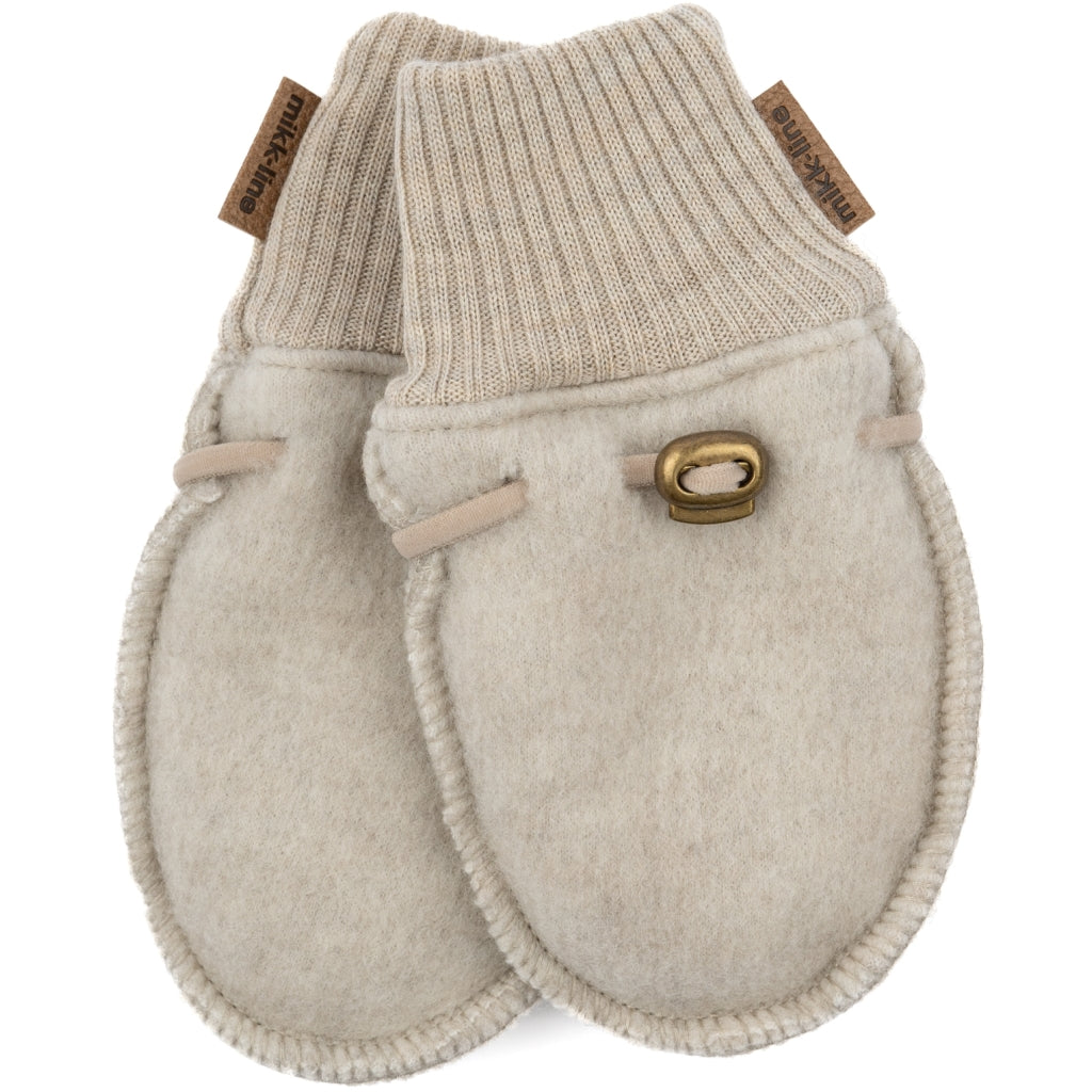 Mikk-Line - Baby Wool Mittens - Melange Offwhite - Melange